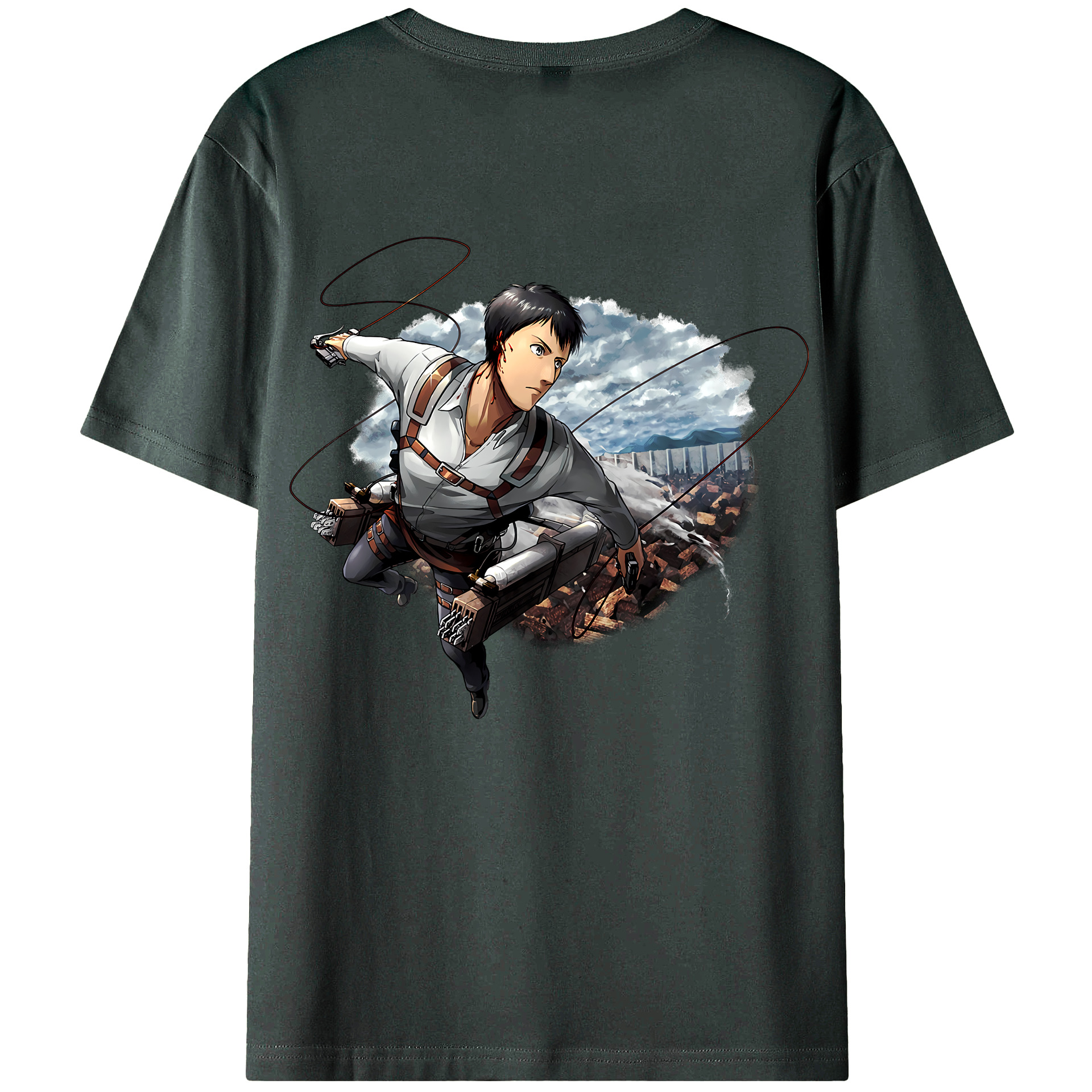 （画像用） 進撃の巨人 ベルトルト・フーバー Attack on Titan Bertholdt Hoover 綿100％ メンズ半袖Tシャツ（バックプリント） 通気性